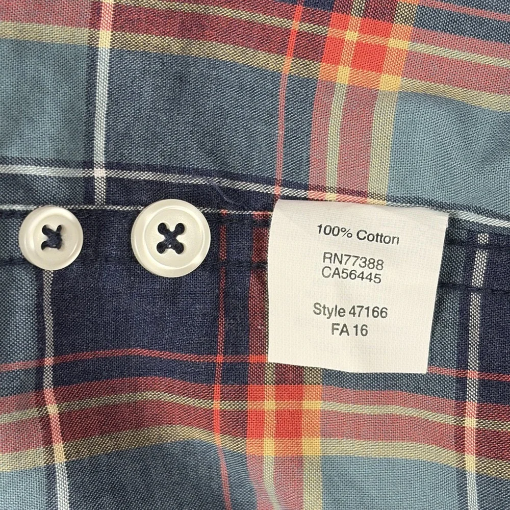 J.Crew Button Down Shirt Mens XL Blue Plaid Heathered Cotton Long Sleeve 47166